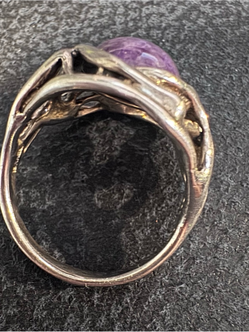 Sterling Silver Purple Cabochon Artisanal Ring size 8 - Picture 4 of 7